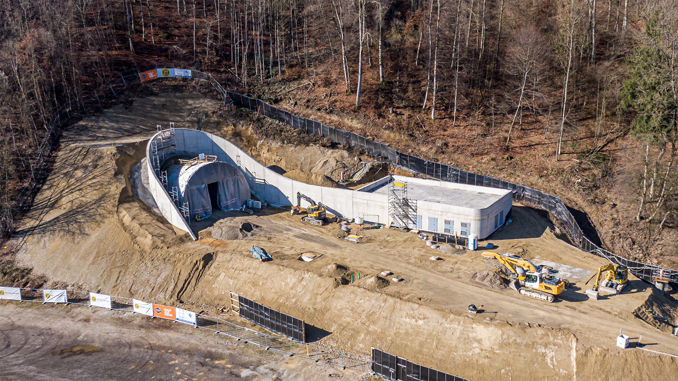 Tunnel Altenmarkt Betriebsgebäude, Trostberg - Izgradnja tunela